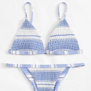 Blue and white smocked bikini. Never worn